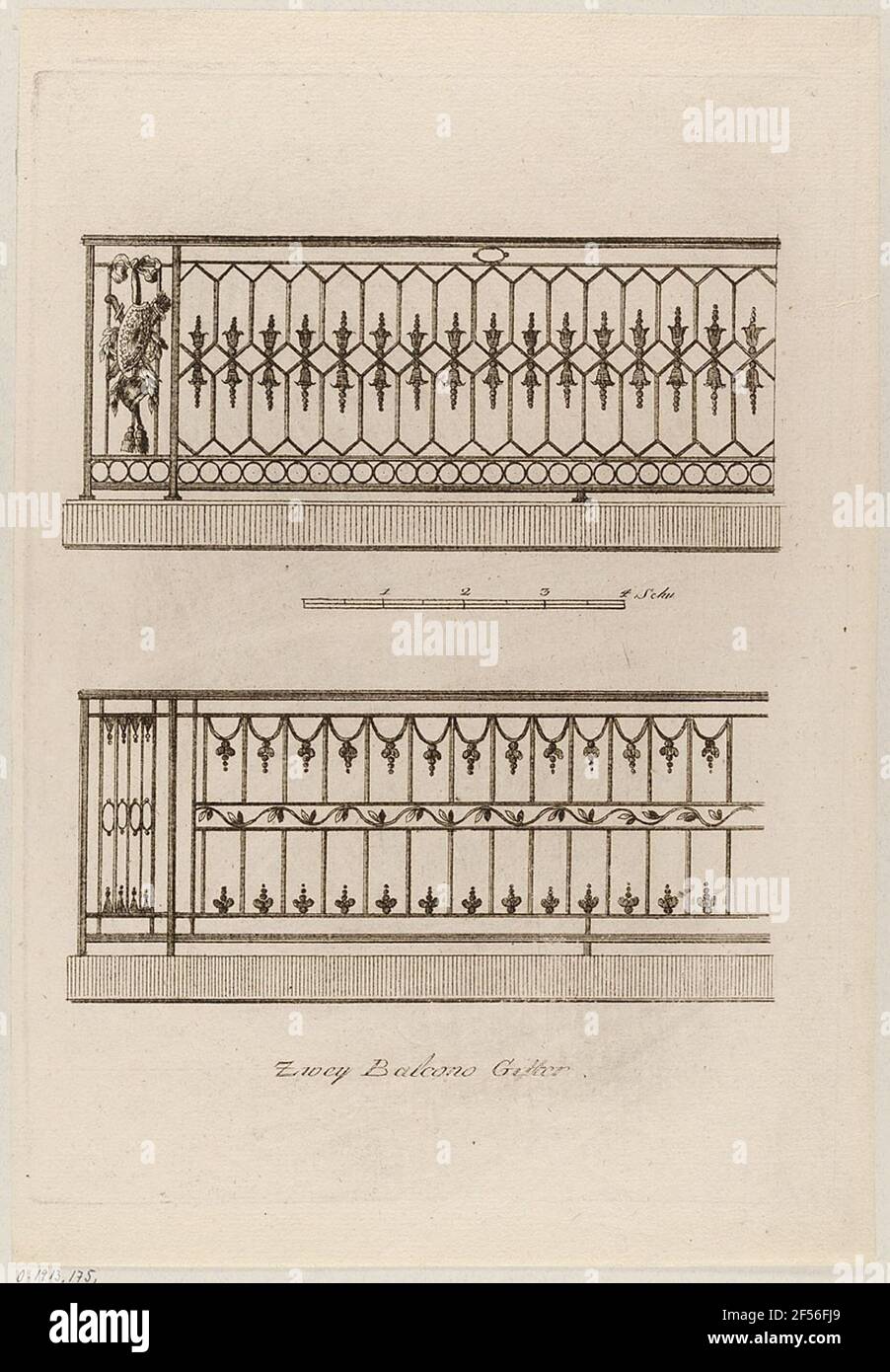 Two balcony railings, leaf 2 from a series of grids Stock Photo - Alamy