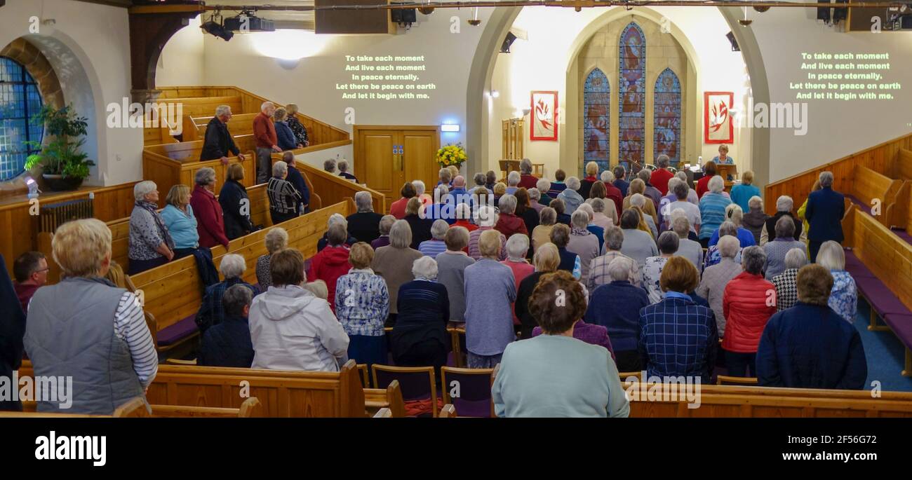 Church Service at St Andrew Blackadder Church, North Berwick Stock