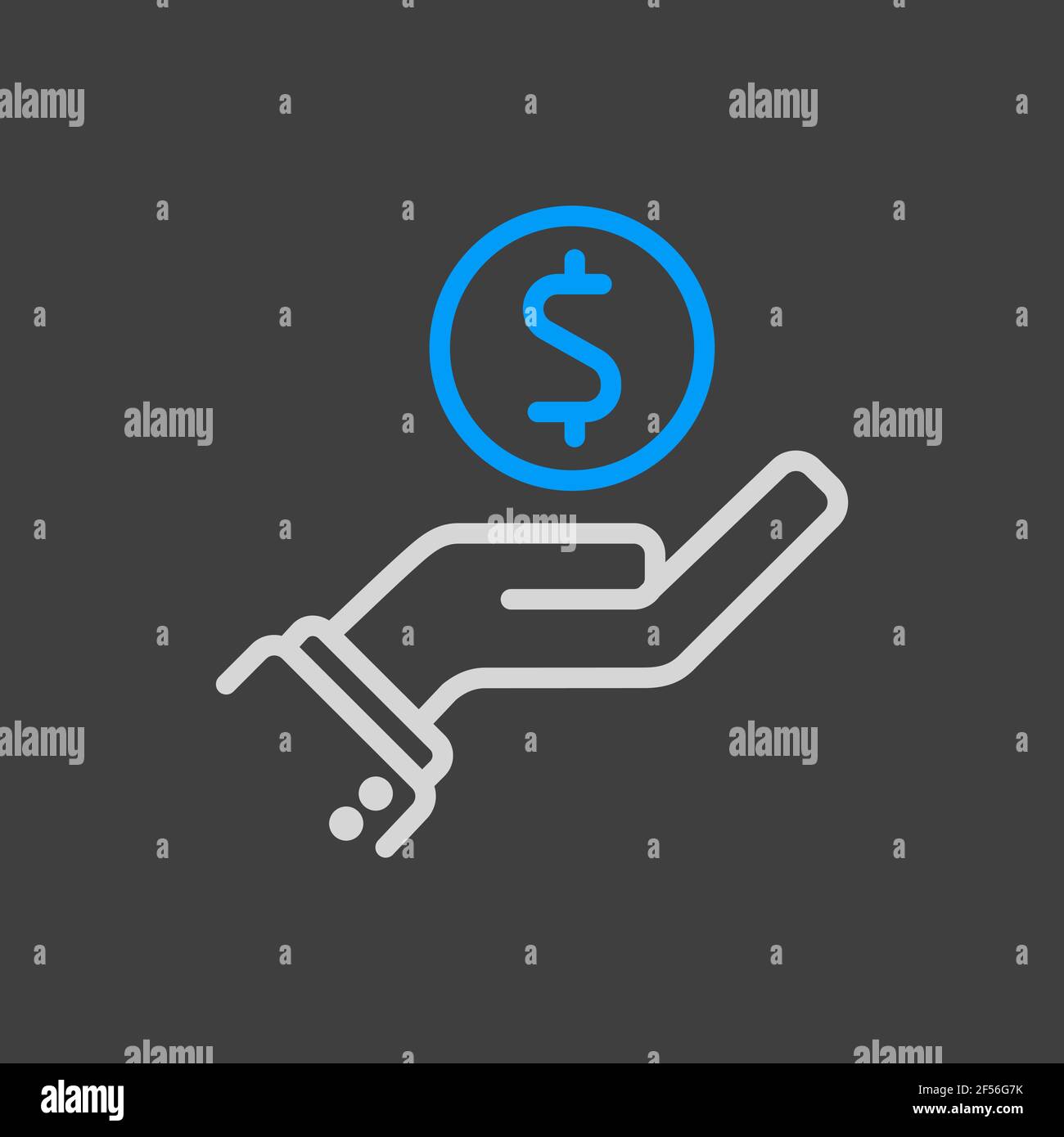 Pictograph of money in hand icon vector. Finances sign. Graph symbol ...