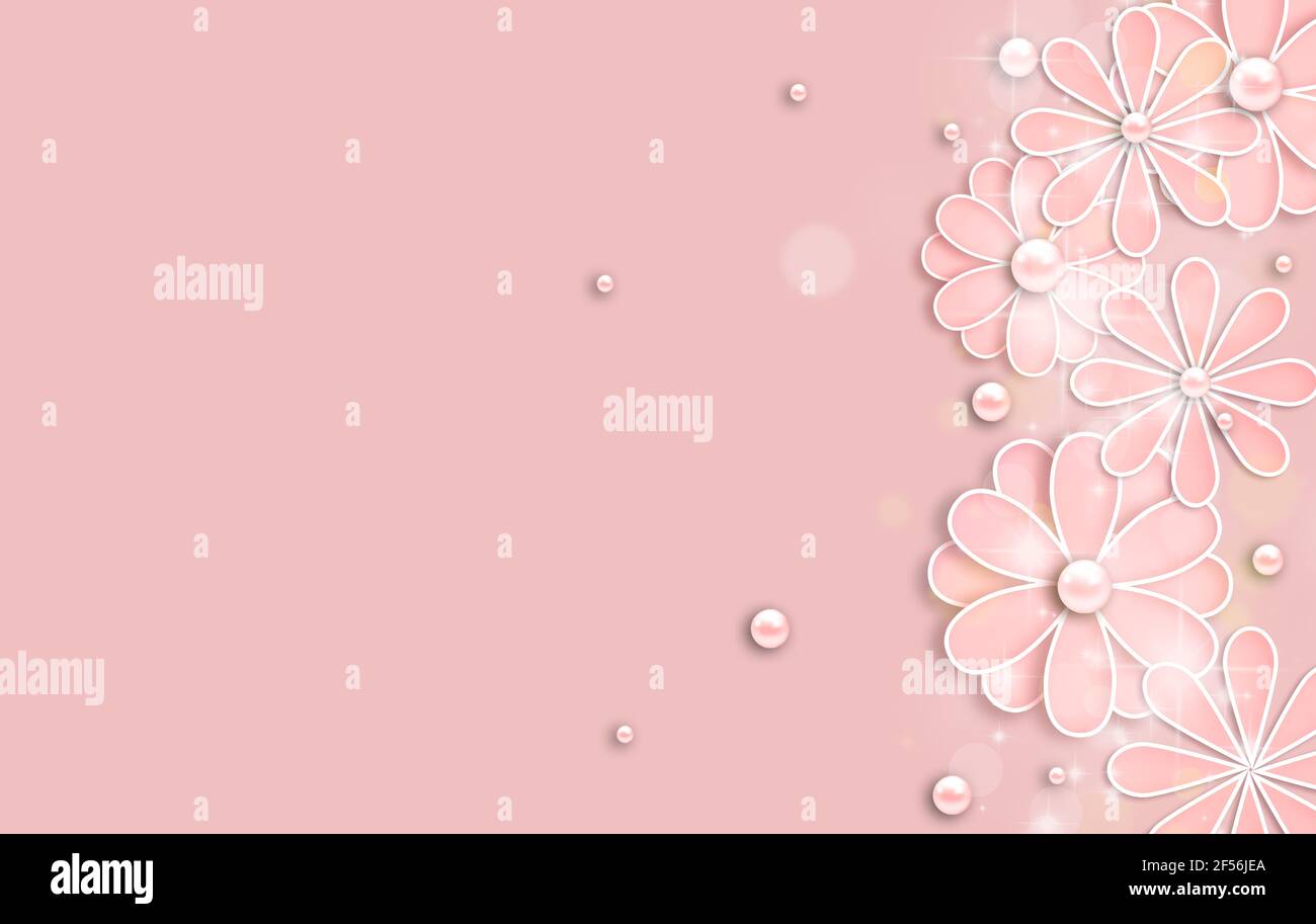 Pink abstract illustration background with pink flowers and sparkles.  Mother's day, Valentine's day, Birthday background Stock Photo - Alamy
