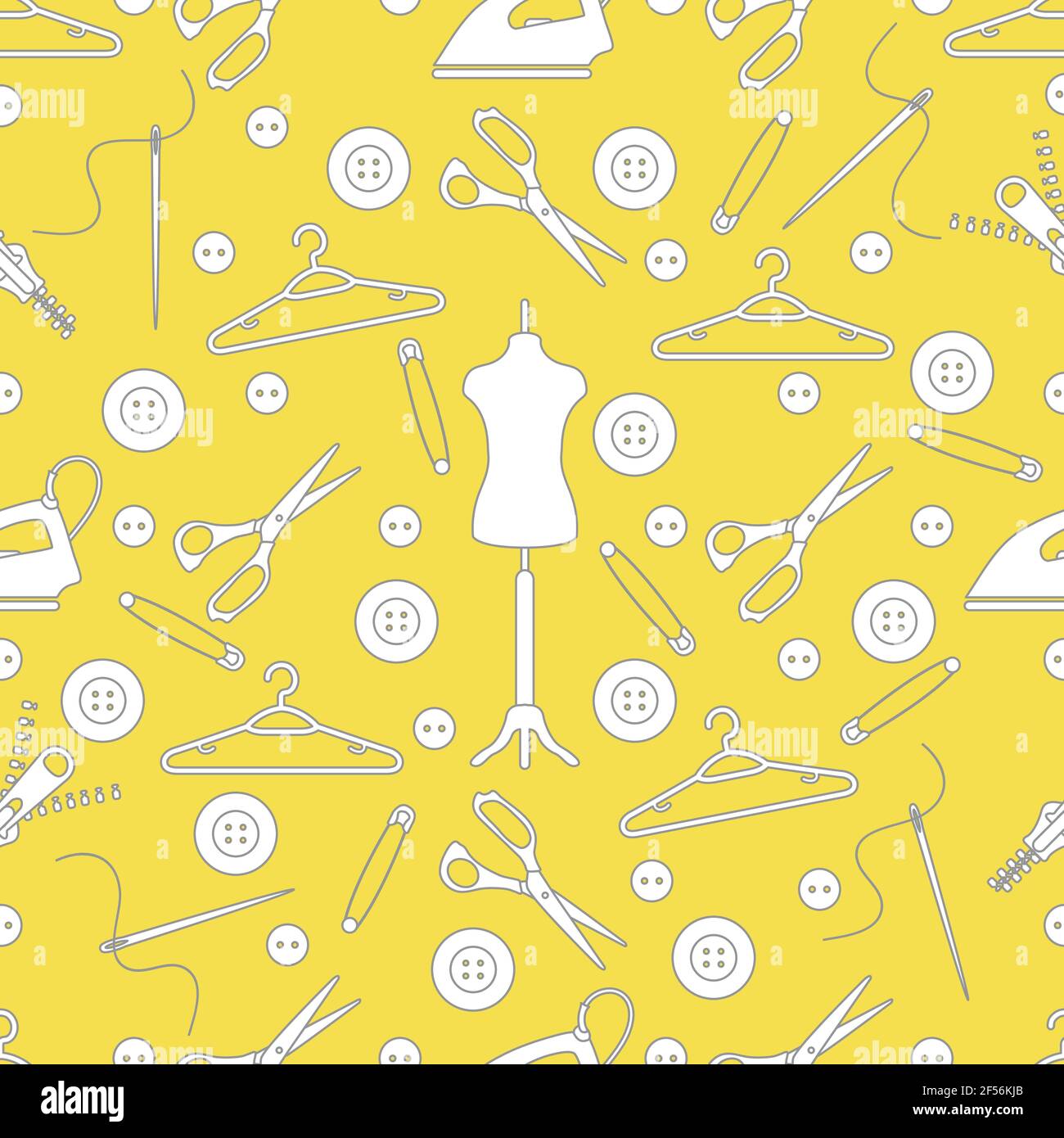 Vector seamless pattern with tools and accessories for sewing. Template ...