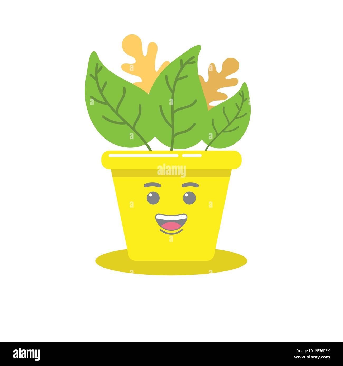 Cute happy smiling plant in pot Royalty Free Vector Image