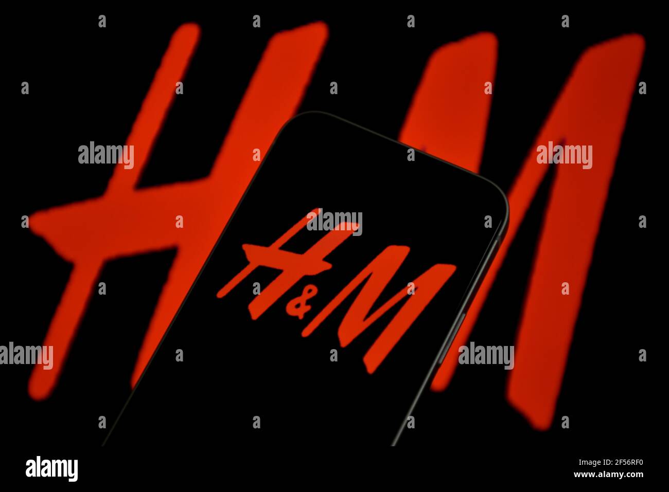 March 24, 2021, China In this photo illustration the H&M logo is seen