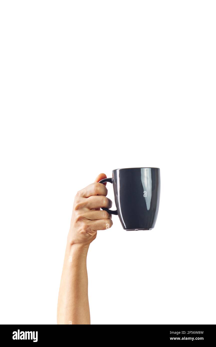 Female hand mockup holding coffee cup isolated on white background. Copy  space Stock Photo - Alamy