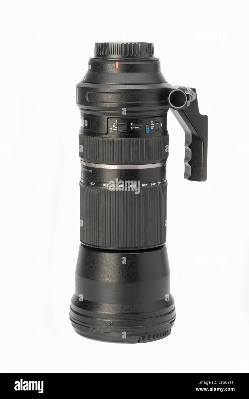 A Tamron SP 150-600mm f5-6.3 Di VC USD lens Stock Photo