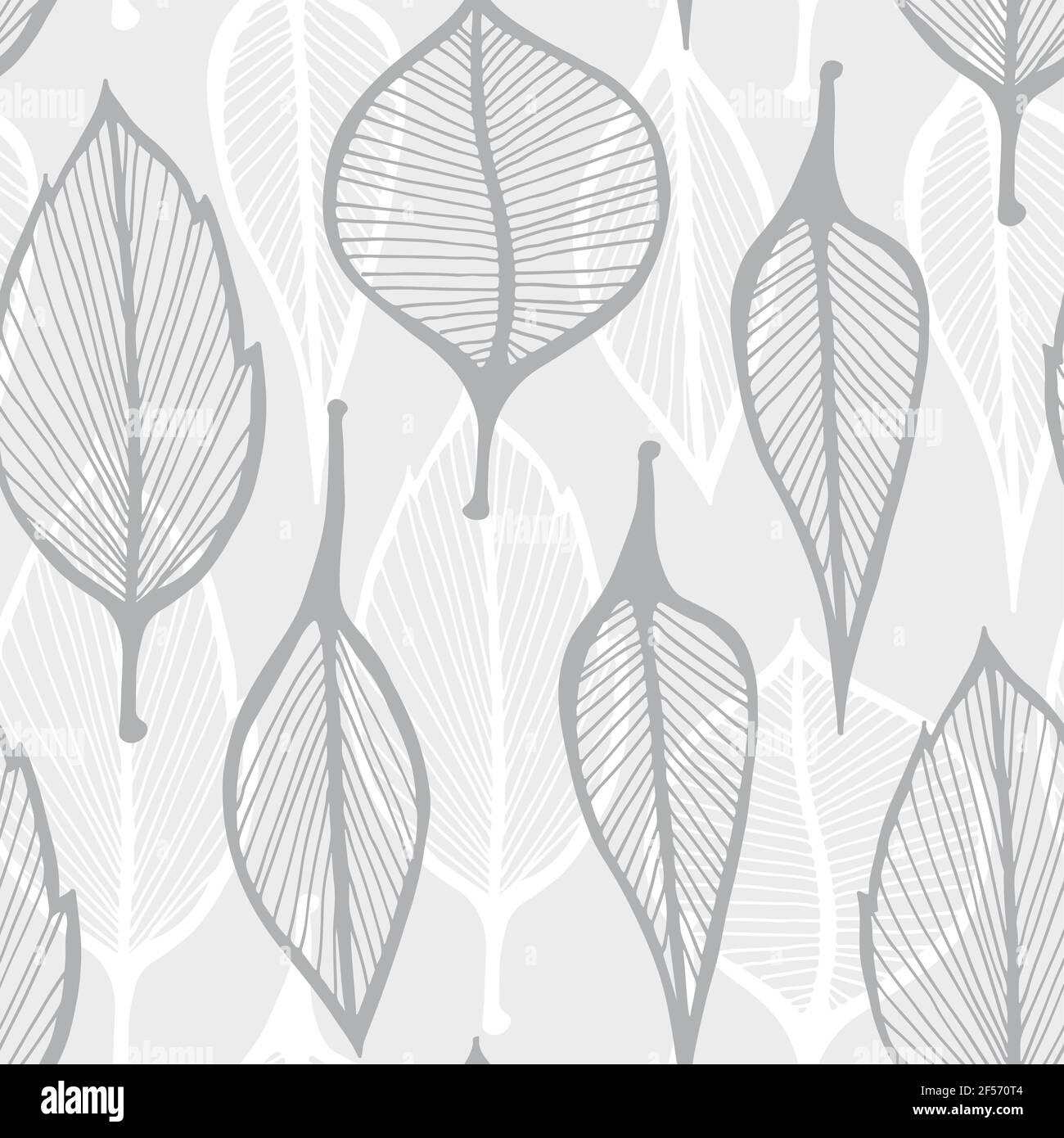Hand drawn leafs pattern, seamless illustration with leaves on green background Stock Vector