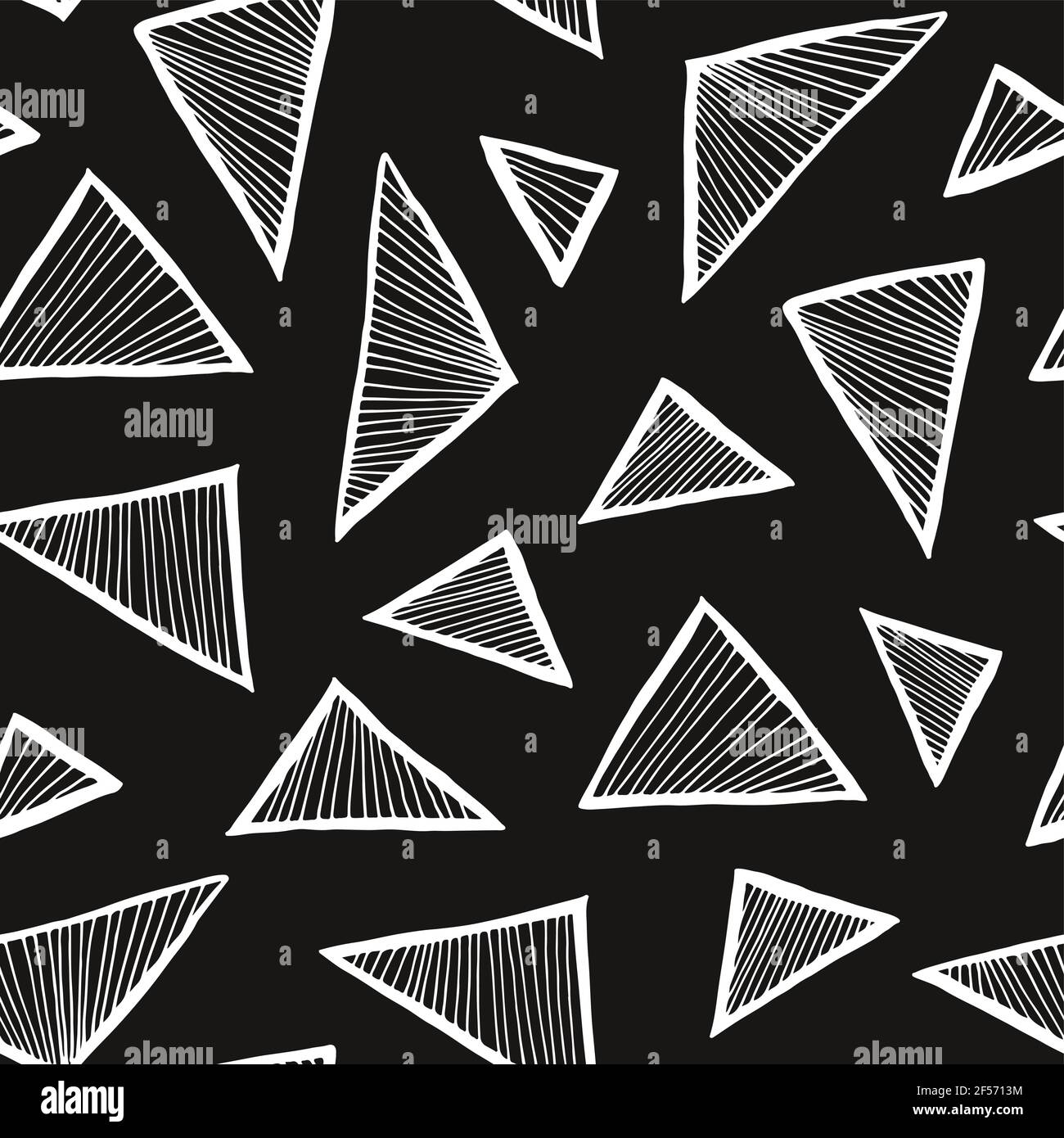 Triangle seamless vector pattern, simple doodle hand drawn background Stock Vector
