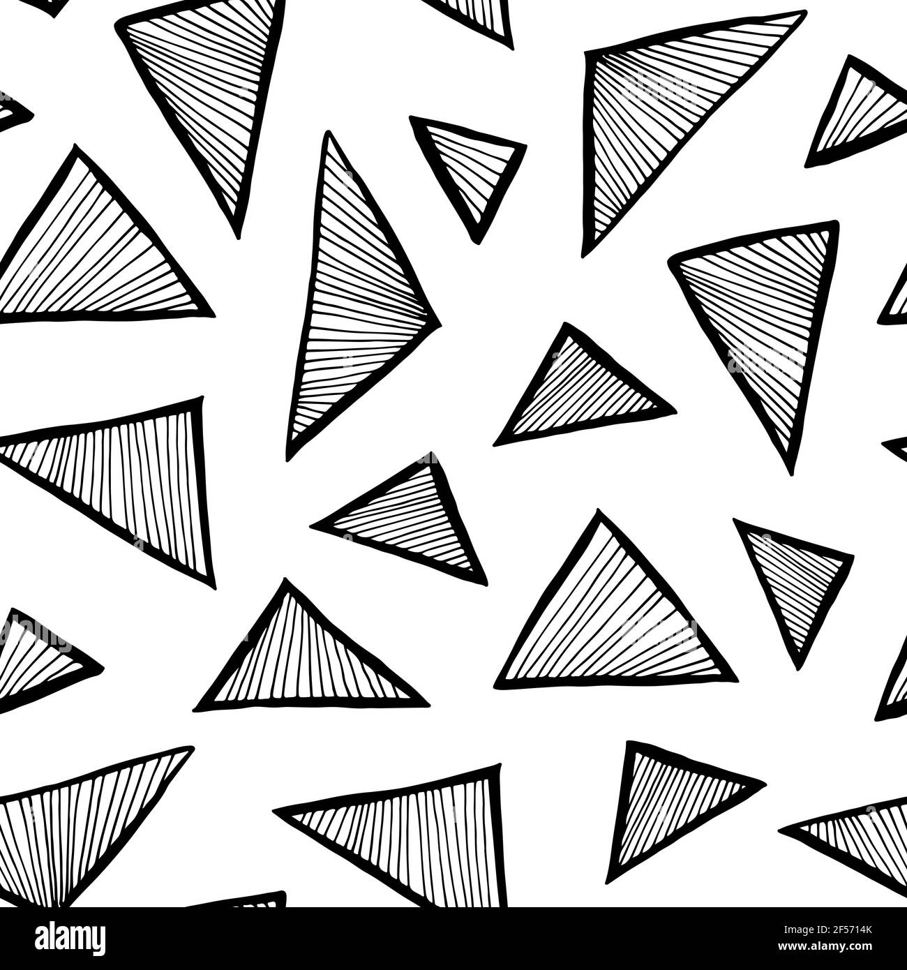 Triangle seamless vector pattern, simple doodle hand drawn