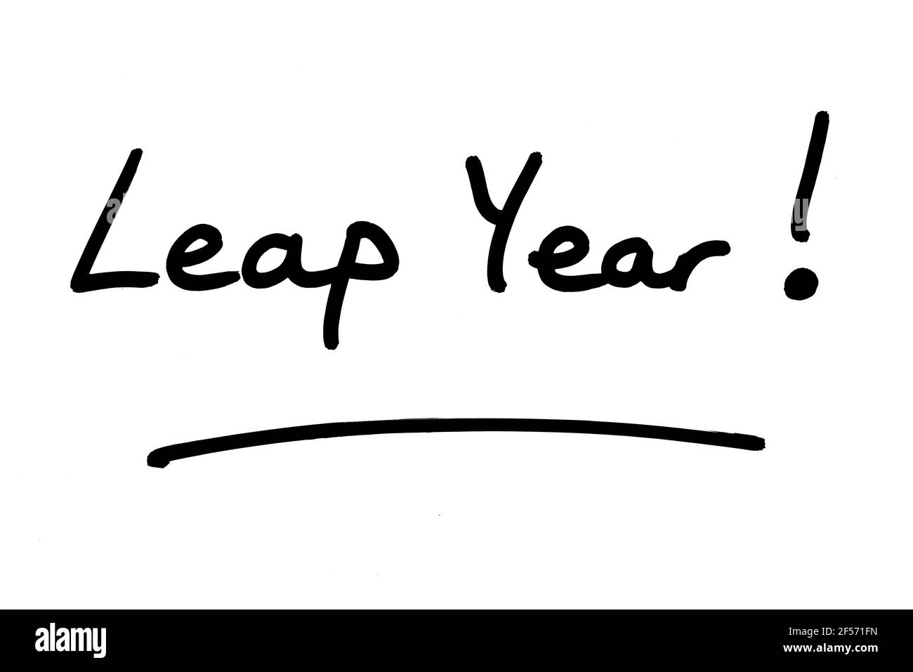 Leap Year! handwritten on a white background Stock Photo Alamy