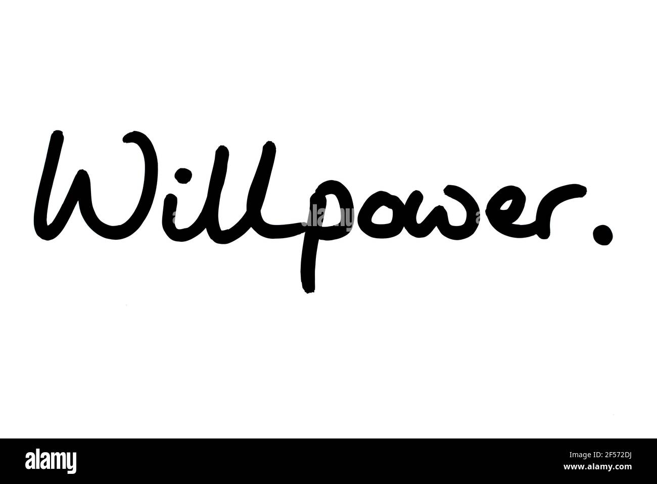 Willpower, handwritten on a white background. Stock Photo