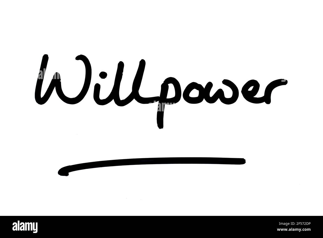 Willpower, handwritten on a white background. Stock Photo