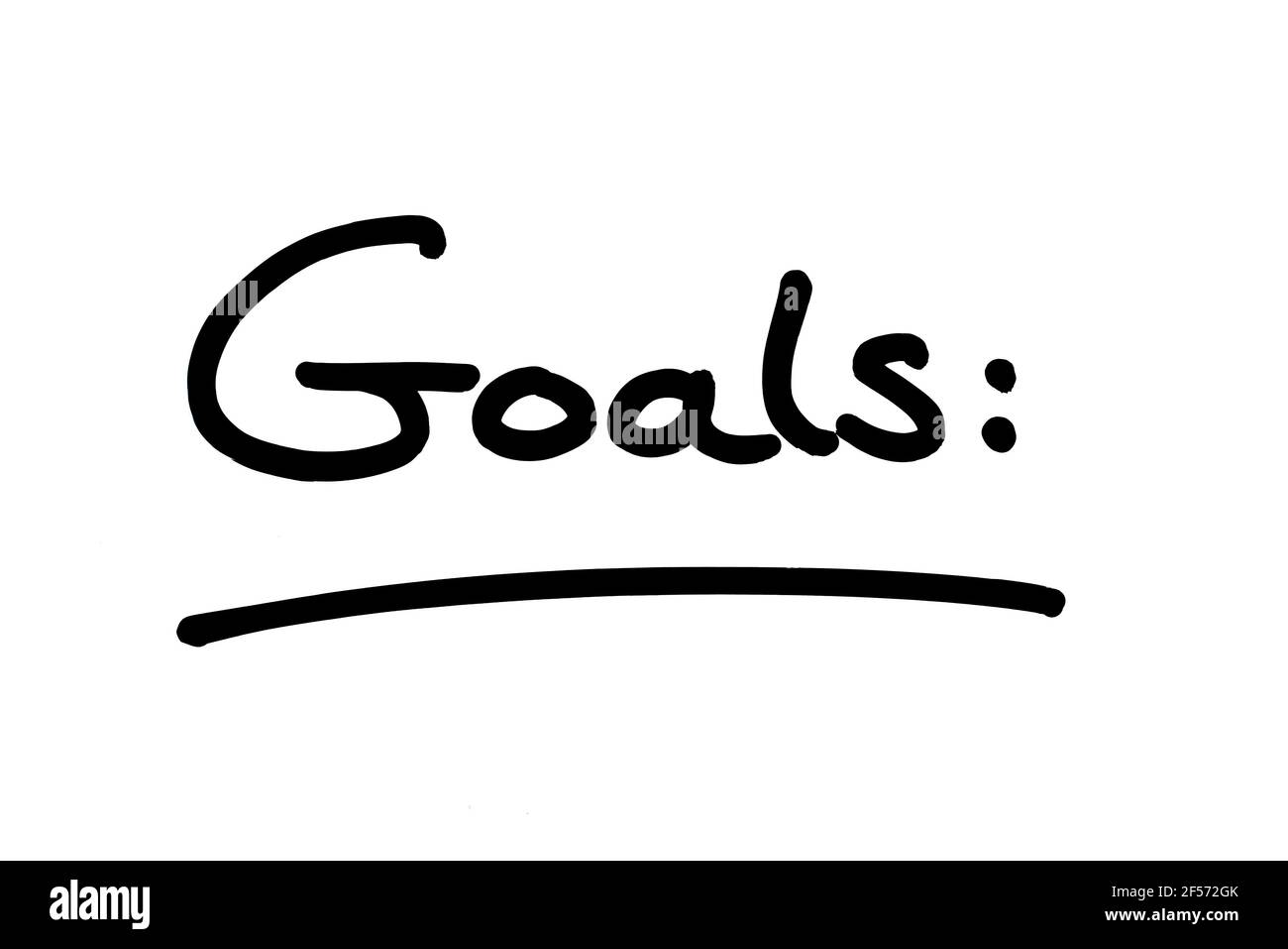 Goals heading, handwritten on a white background Stock Photo Alamy