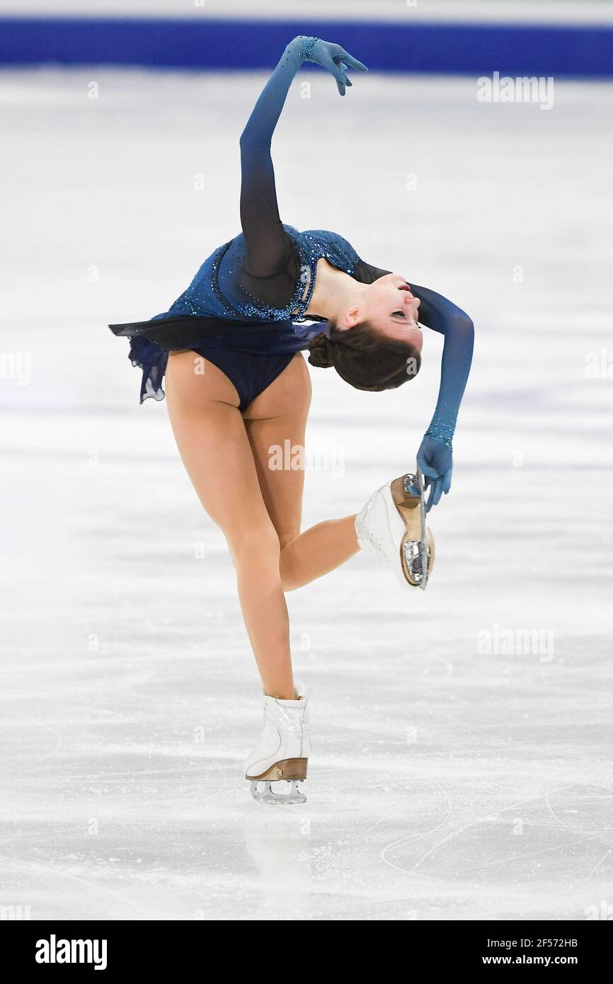 Anna SHCHERBAKOVA FSR, during Ladies Short Program at the ISU World Figure Skating Championships 2021 at