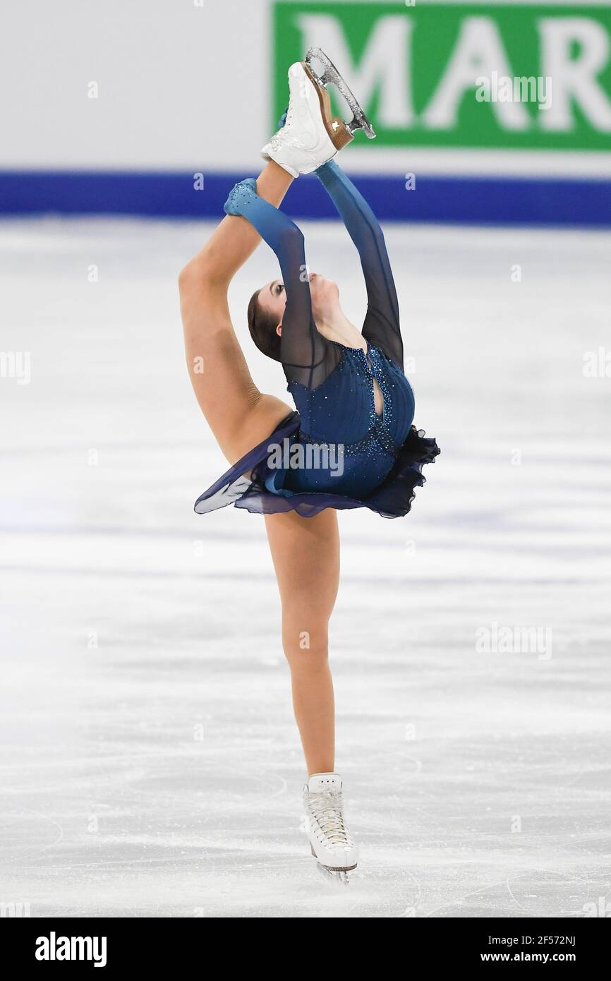 Anna SHCHERBAKOVA FSR, during Ladies Short Program at the ISU World Figure Skating Championships 2021 at