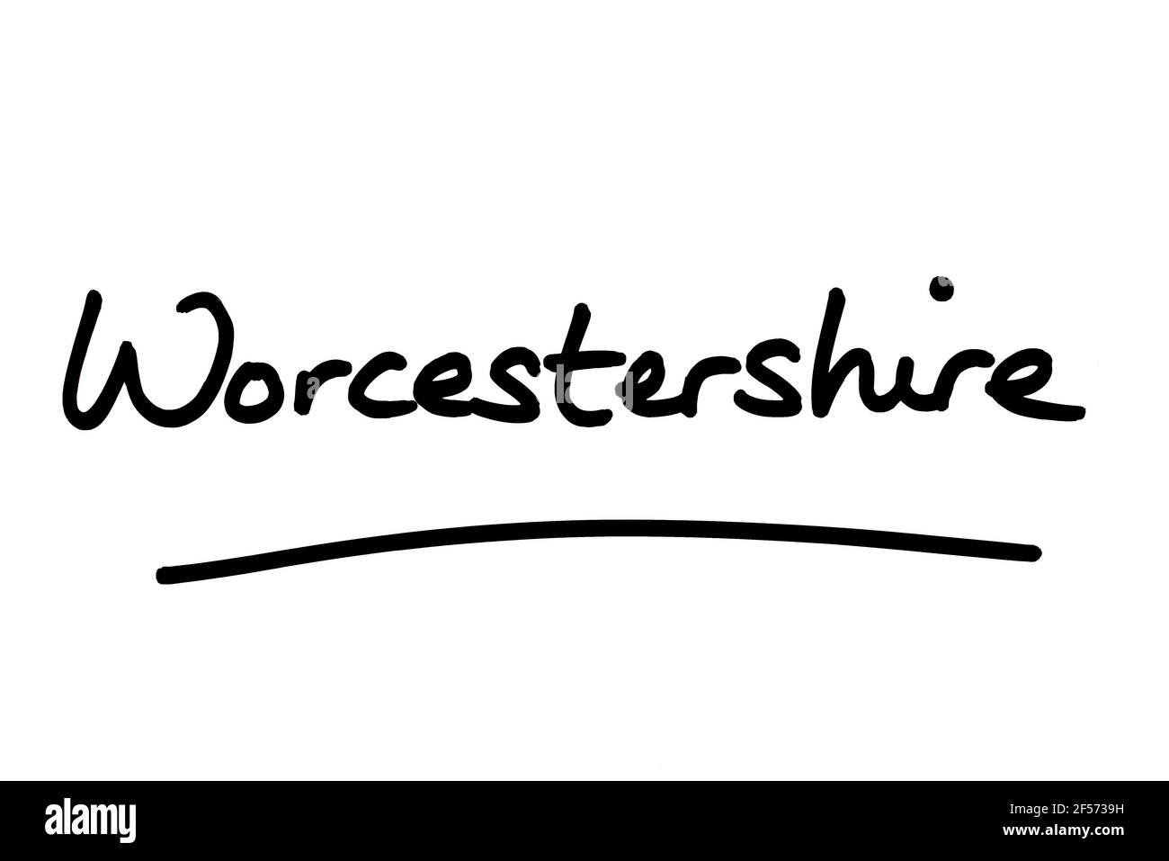 Worcestershire, handwritten on a white background Stock Photo Alamy