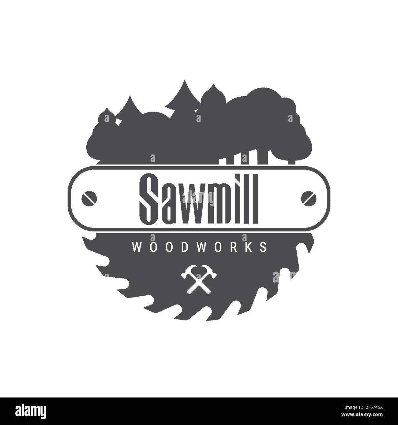 A circular saw. Sawmill. Carpentry emblem. Vector illustration isolated