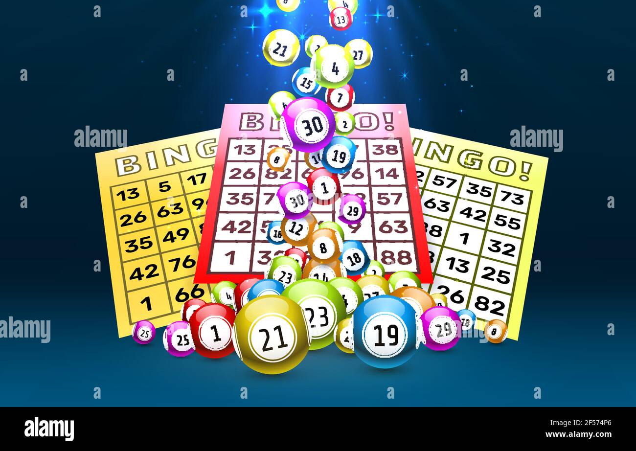 Bingo game, balls with numbers, on a colored background. Vectors