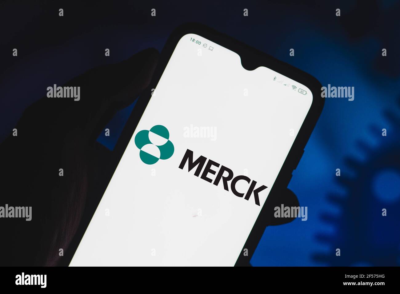 In this photo illustration a Merck Sharp and Dohme logo seen displayed on a smartphone. Stock Photo