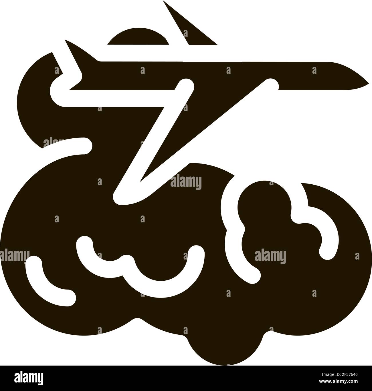 plane flies in clouds icon Vector Glyph Illustration Stock Vector