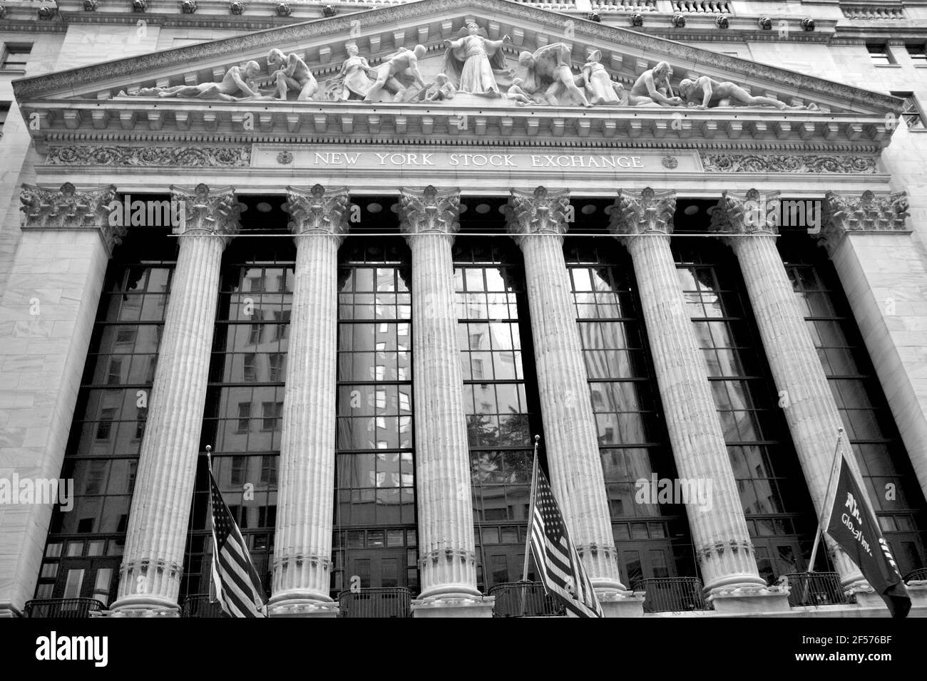 New York Stock Exchange building facade in lower Manhattan’s Financial