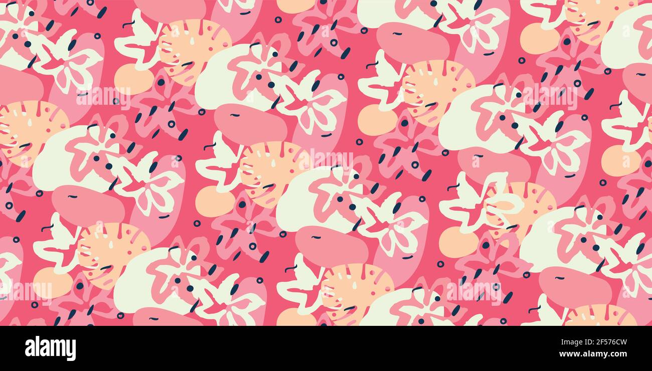 A pink tropical floral seamless vector pattern Stock Vector Image & Art ...
