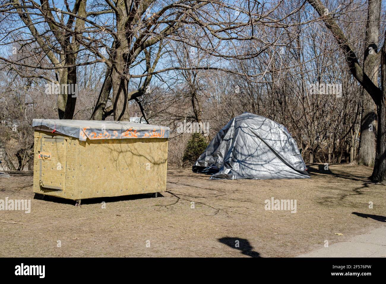 Toronto, Canada. 21st Mar, 2021. A tiny portable shelter built by