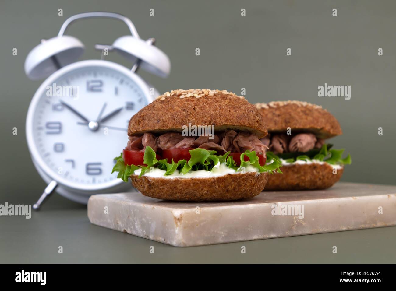 Keto Sandwich with tuna, lettuce, fresh cucumber and tomato slices. The