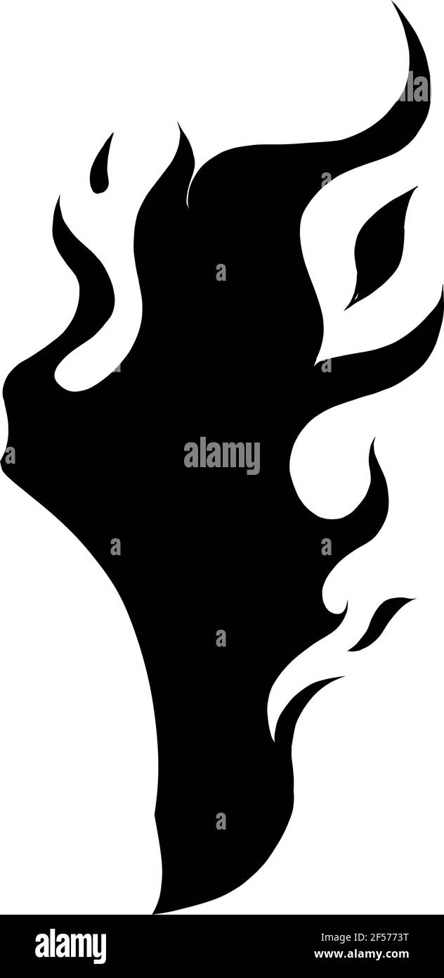 black silhouette of Motorcycle Racing on fire with pilot Vector ...