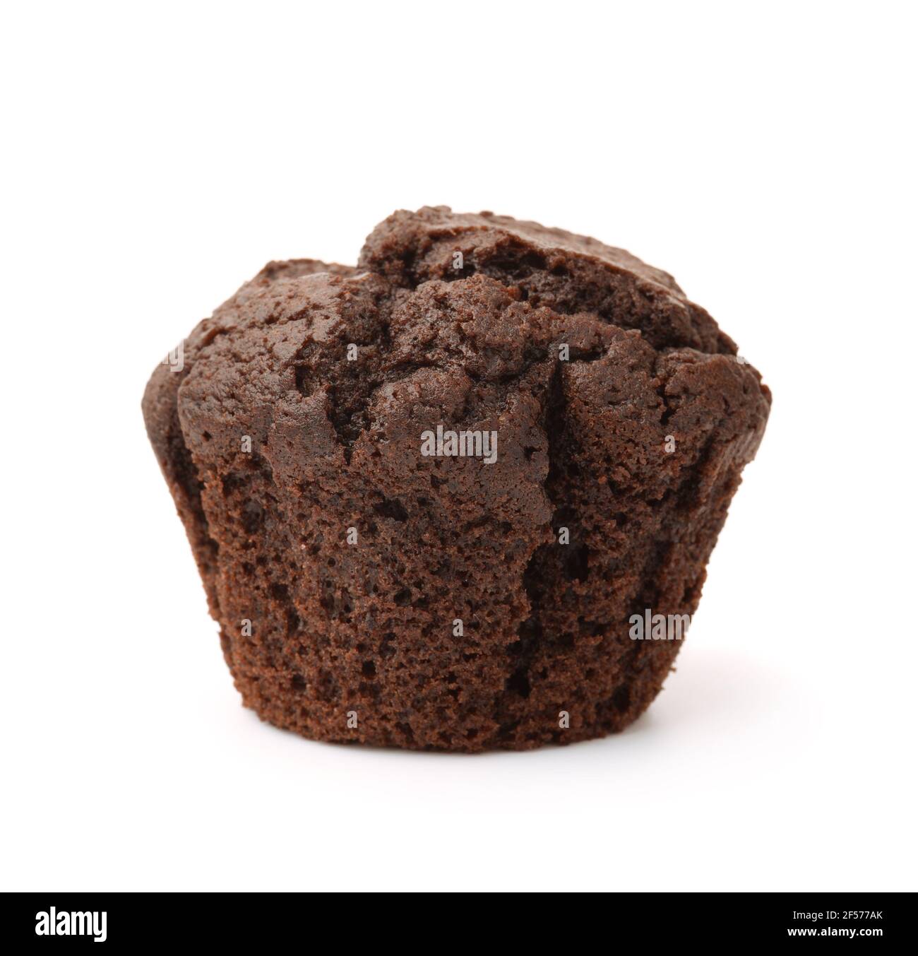 Unwrapped chocolate muffin isolated on white Stock Photo