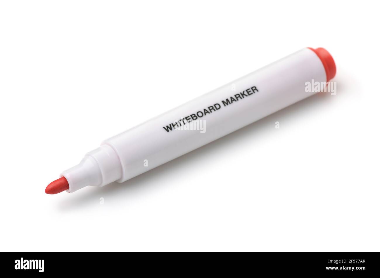 Red whiteboard marker pen isolated on white Stock Photo