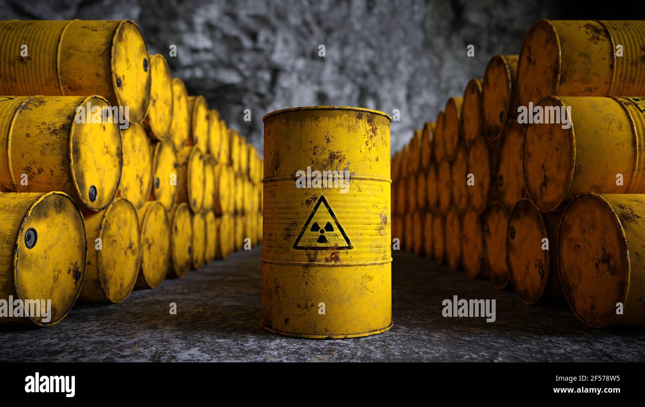 radioactive waste in barrels, nuclear waste repository Stock Photo Alamy