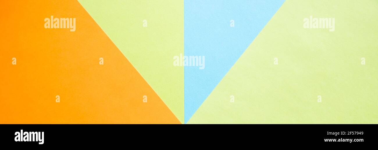 Color papers geometry flat composition background with green, orange and blue tones.New Minimal Flat design. Colorful new Paper modern background Stock Photo