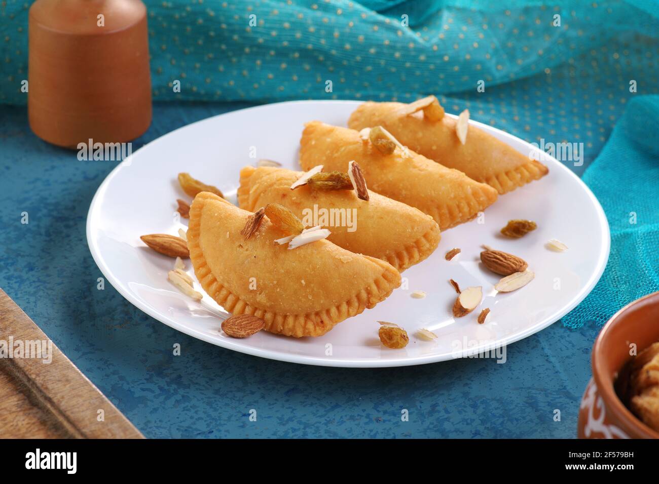 Gujiya - Indian Food Sweet Dumplings Made during the Holi Festival Stock Photo