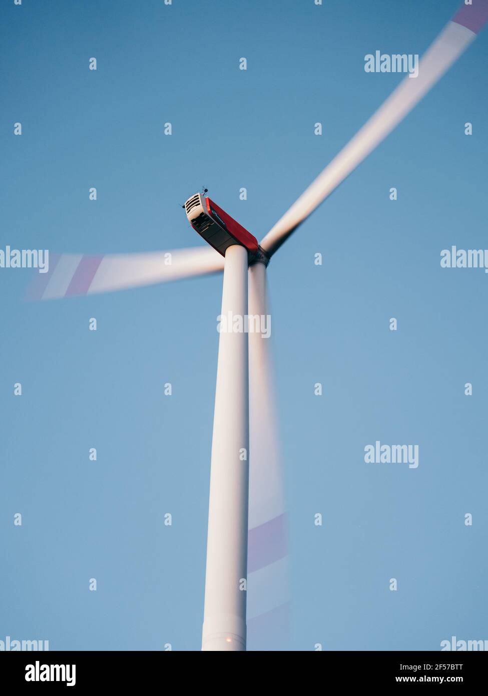 Motion blur of single wind turbine Stock Photo