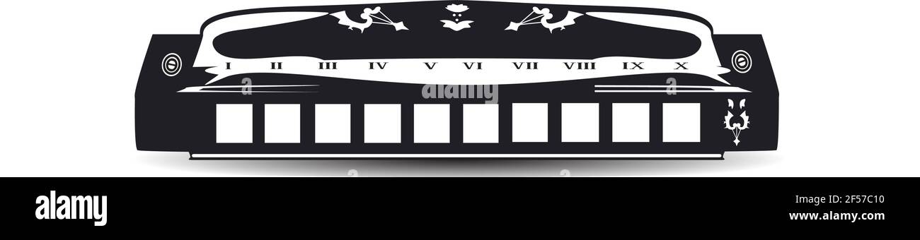 Vector illustration of black and white harmonica Stock Vector