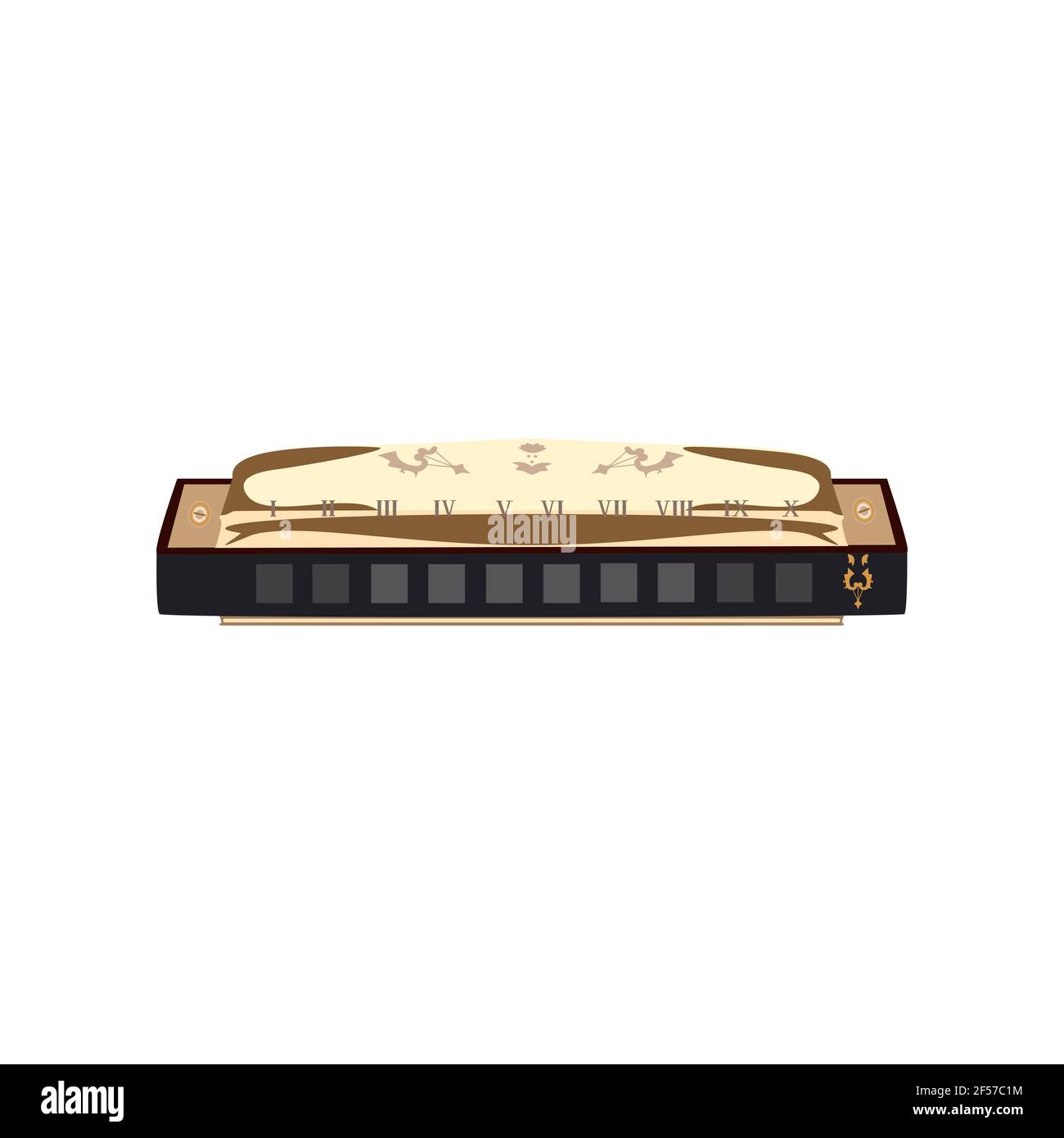 Vector illustration of harmonica isolated on white background Stock Vector
