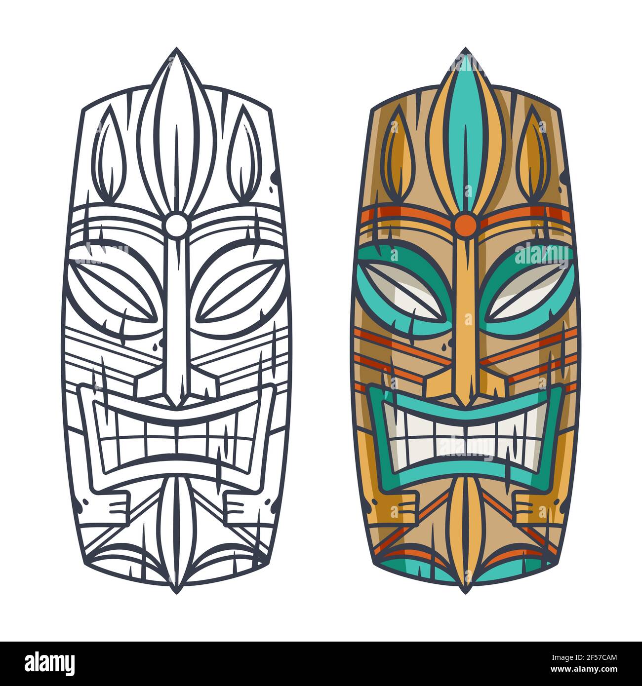 Trendy hawaii tiki mask or face idol. Ethnic totem Stock Vector Image