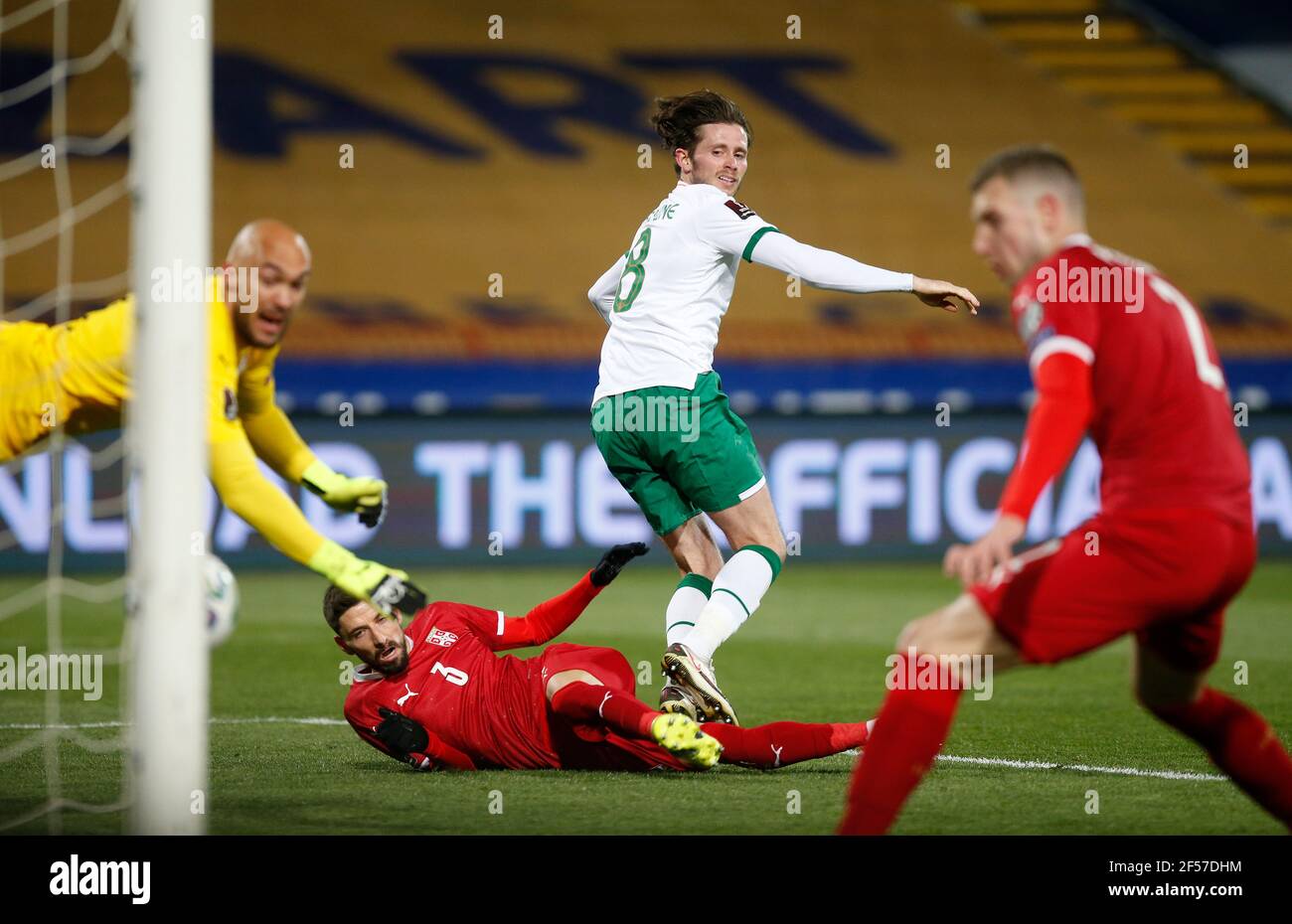 Republic of Ireland's Alan Browne scores their side's first goal of the game during the 2022 FIFA World Cup Qualifying match at the Rajko Mitic Stadium in Belgrade, Serbia. Picture date: Wednesday March 24, 2021. Stock Photo