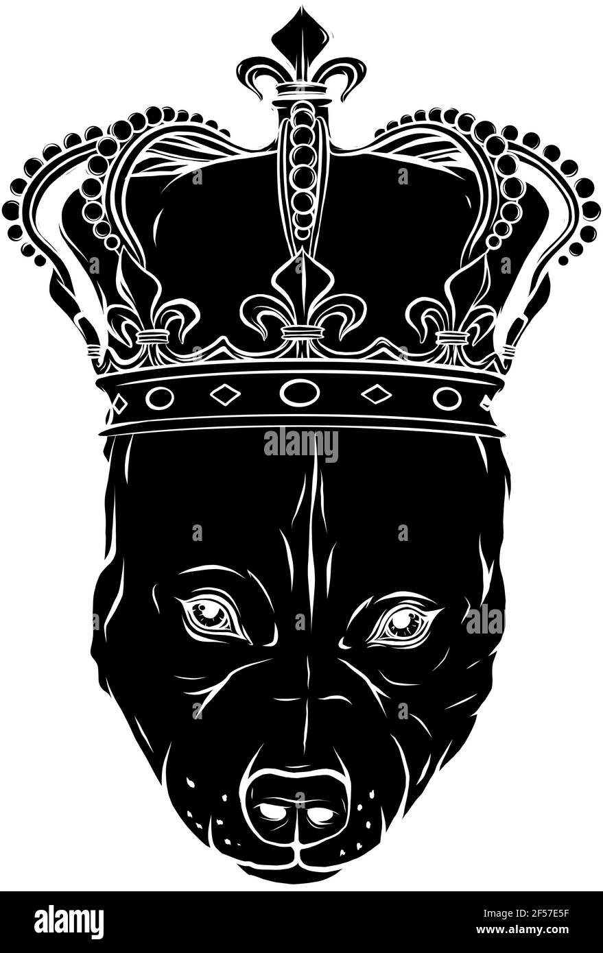 black silhouette of King Dog vector illustration on white background Stock Vector