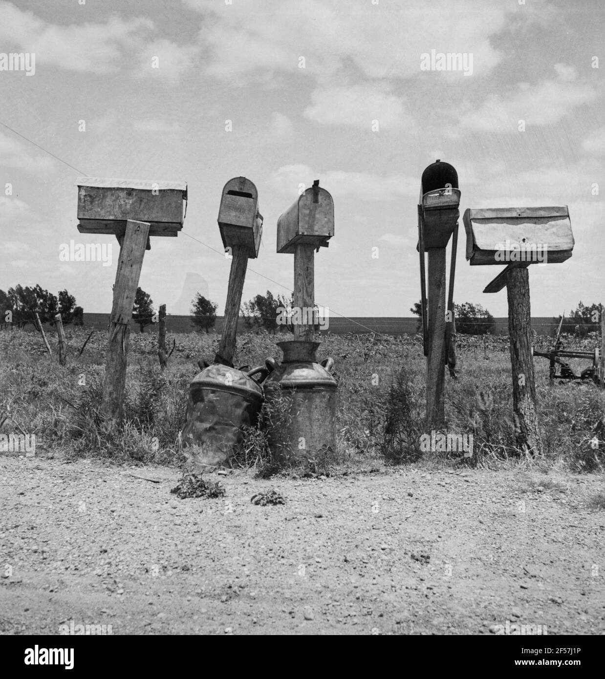 Mail boxes in Bell County, Texas. Three of these mail boxes are not in