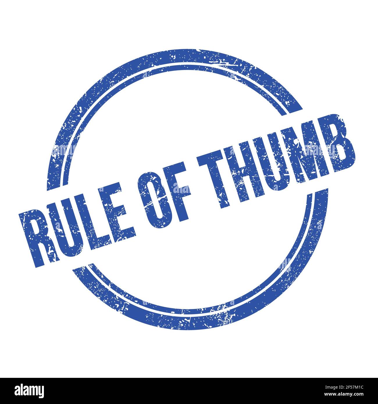 RULE OF THUMB text written on blue grungy vintage round stamp Stock