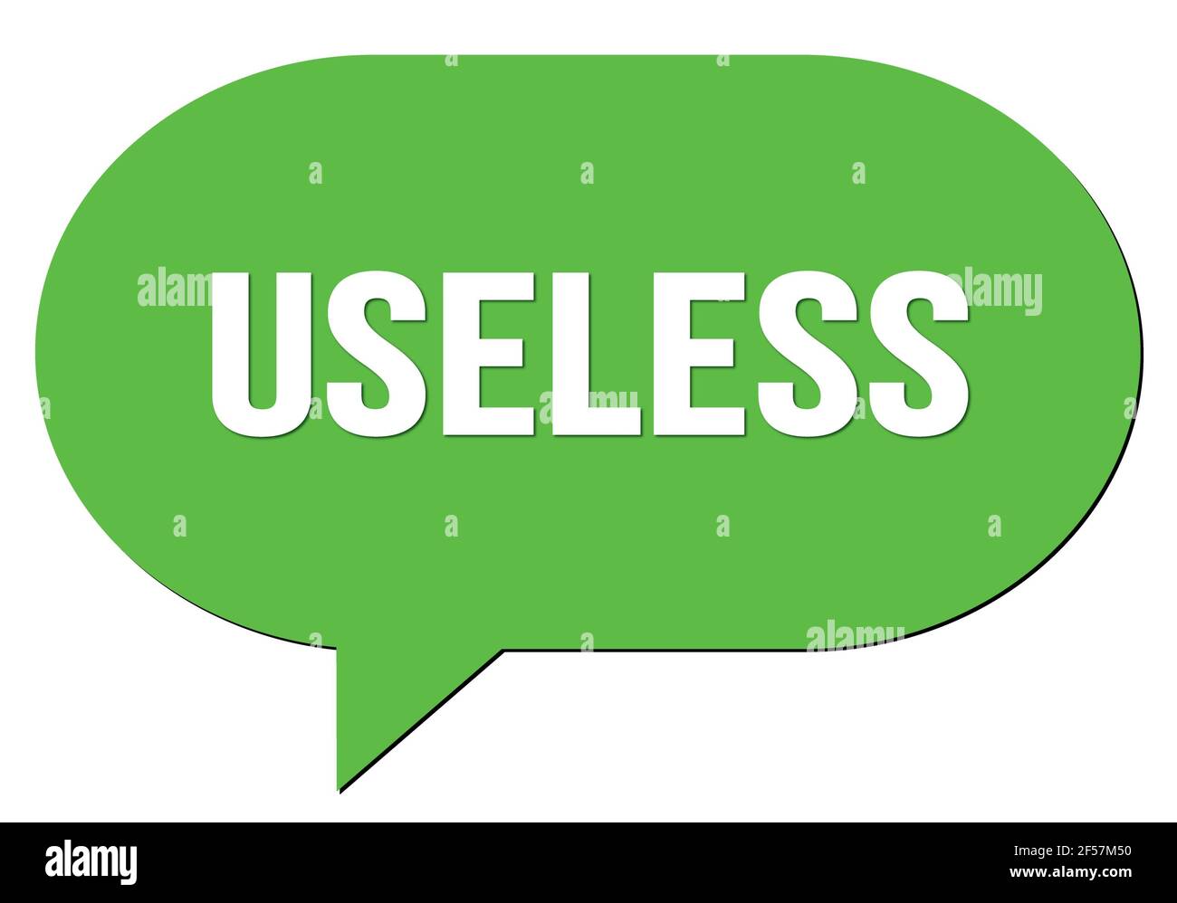 USELESS text written in a green speech bubble stamp Stock Photo