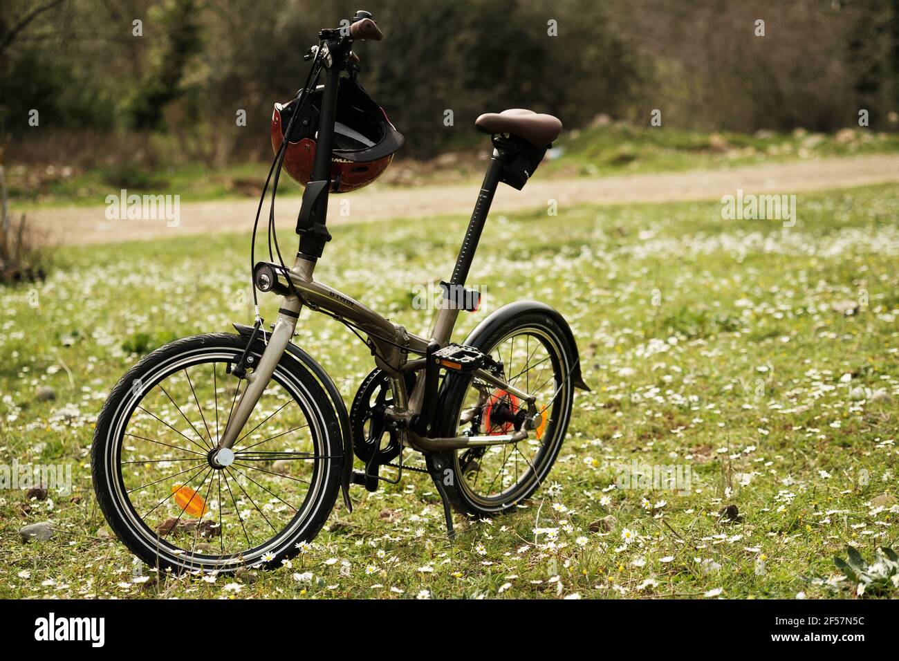 Izmir, Turkey - March 13, 2021: Btwin brand tilt 900 Foldable bicycle in  meadow editorial image Stock Photo - Alamy