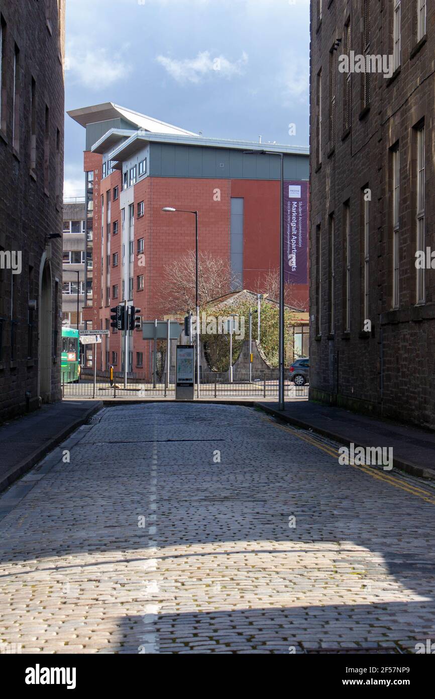 Dc thomsons frontage side streets city centre spray paint hires stock