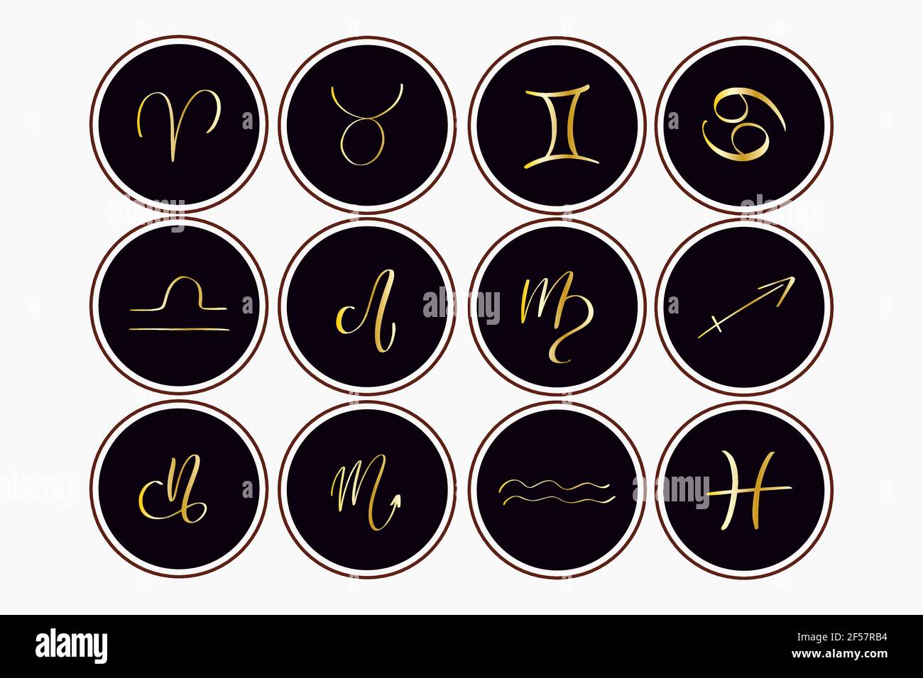 Astrological symbols of the zodiac signs. Astrology,Natal charts, horoscopes Stock Vector