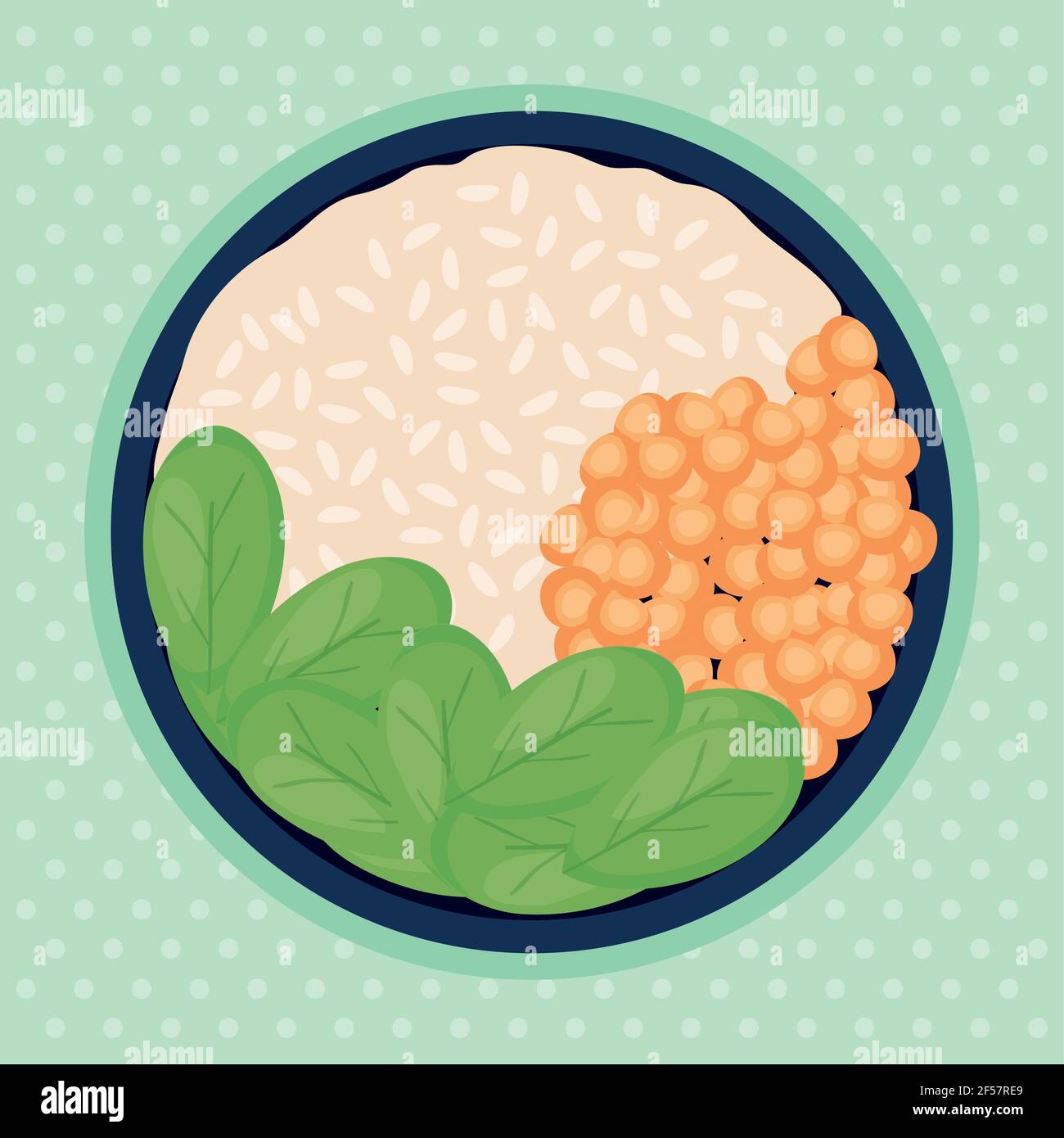 healthy bowl on green background Stock Vector