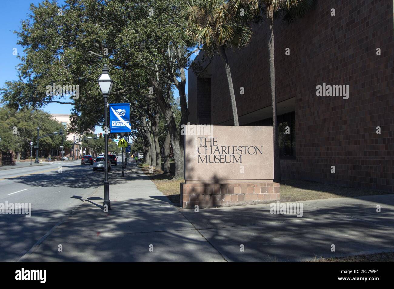 Charleston, South Carolina, USA - Entrance sign for the Charleston Museum in downtown Charleston, South Carolina. Stock Photo
