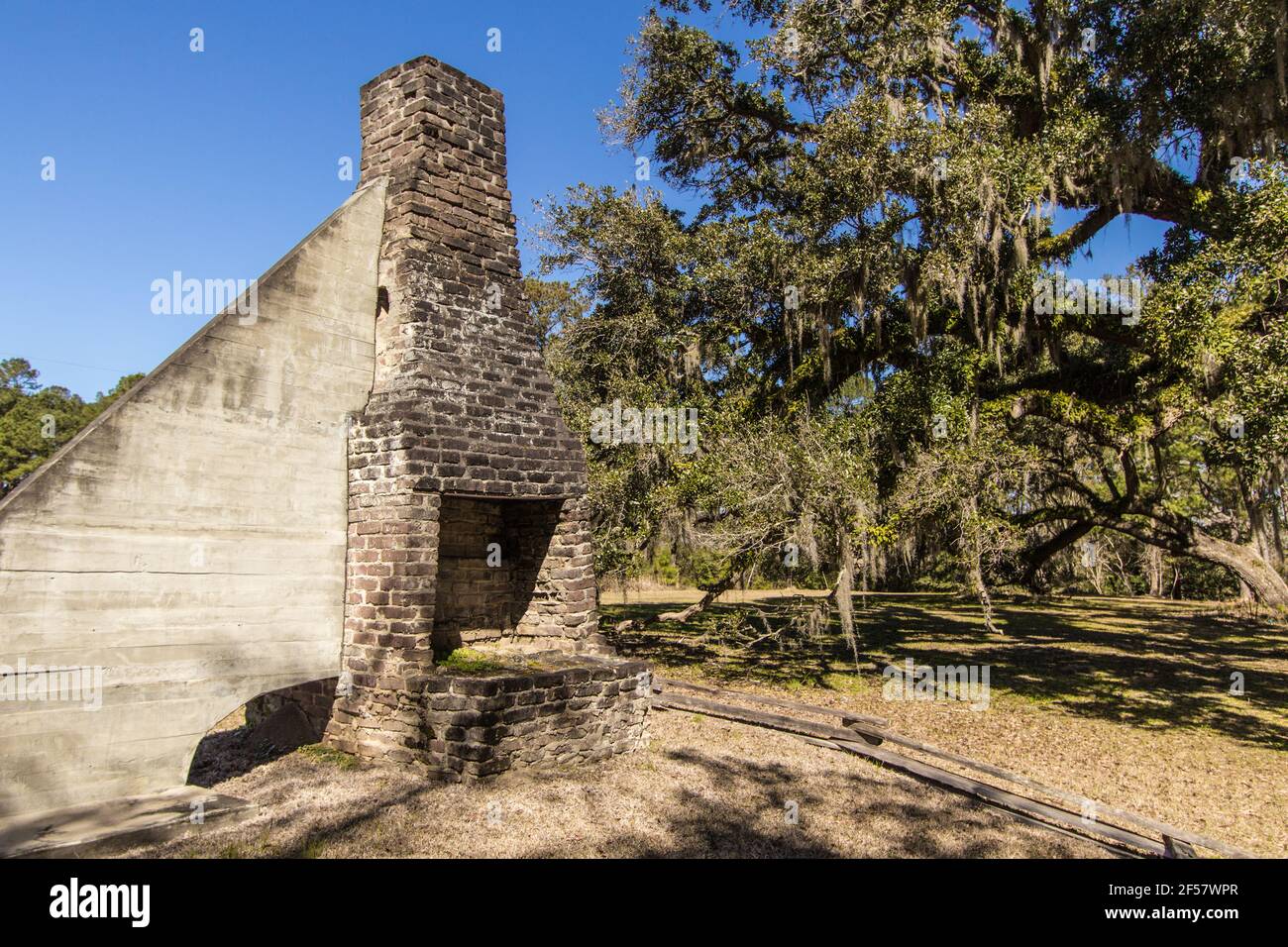 Abandoned ruins at the reportedly haunted Hampton State Historic Park near Charleston, South Carolina. Stock Photo