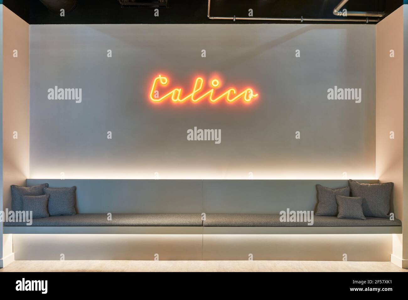 Seating area. Calico Student Accommodation, Liverpool, United Kingdom. Architect: Naomi Cleaver , 2020. Stock Photo