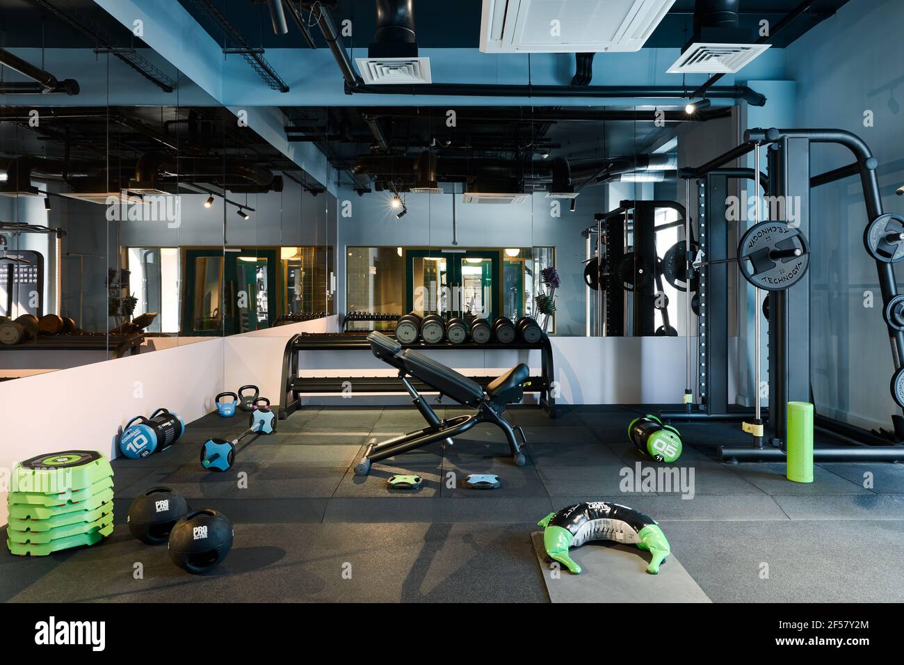 Gym interior. Calico Student Accommodation, Liverpool, United Kingdom. Architect: Naomi Cleaver , 2020. Stock Photo